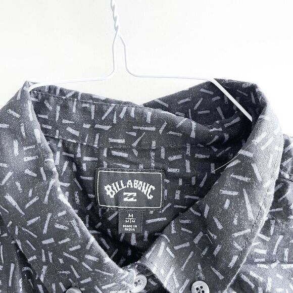 Billabong Mens Short Sleeve Button-Down Shirt Abstract Black Size Medium - Picture 4 of 6